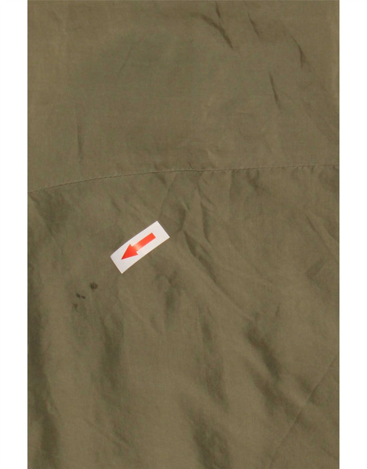 Vintage Damen Ärmellose Hemdbluse UK 14 Medium Khaki Seide
