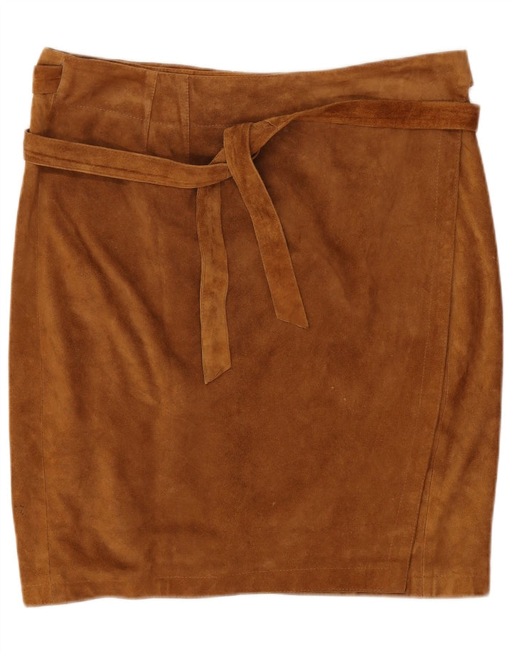 Bottega Damen Wildleder-Wickelrock W30 Mittelbraun