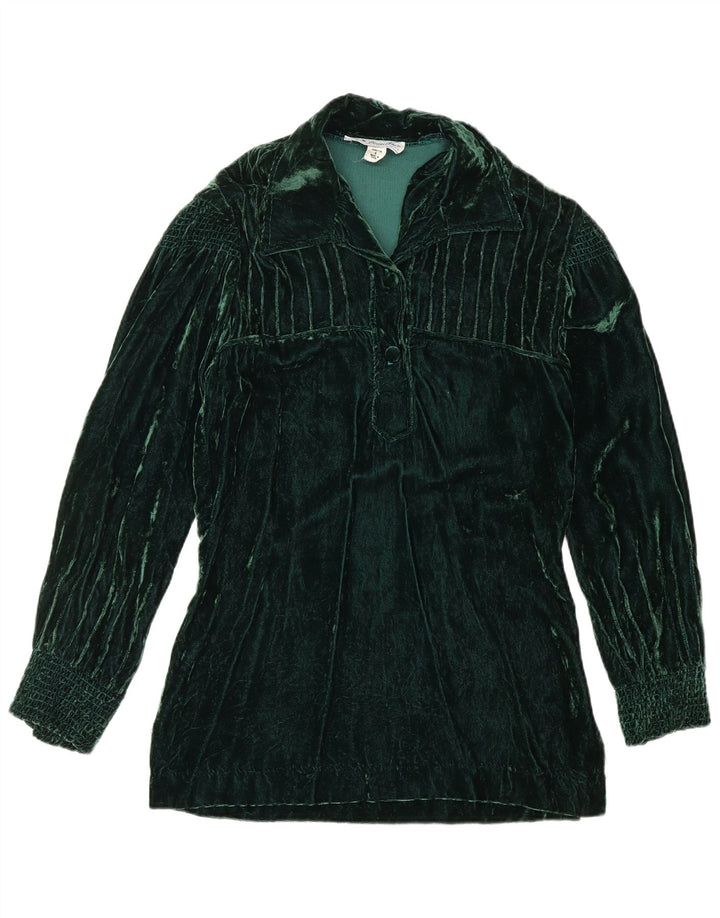 VINTAGE Damen Samtpullovershirt US 8 Mittelgrün