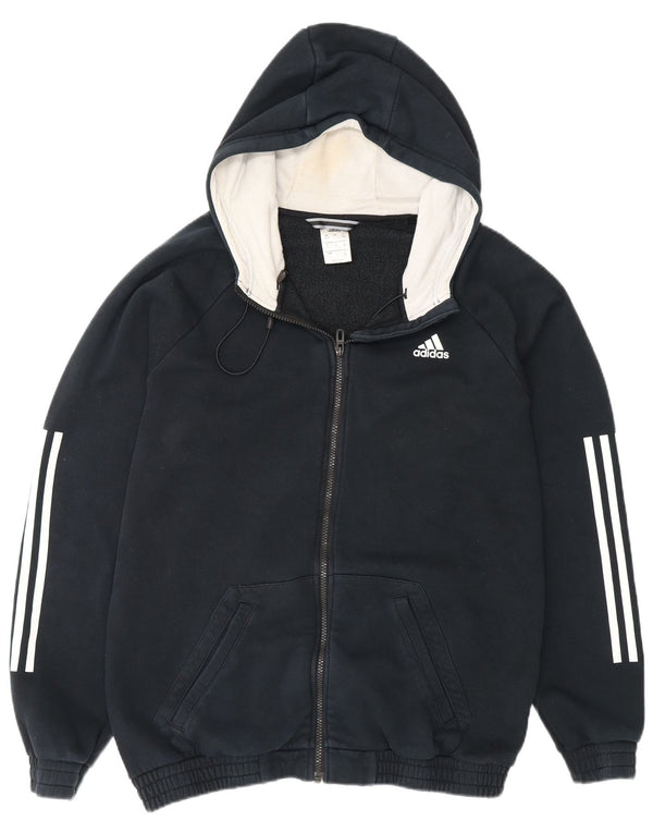 Adidas Herren Zip Hoodie Pullover UK 42/44 Große marineblaue Baumwolle