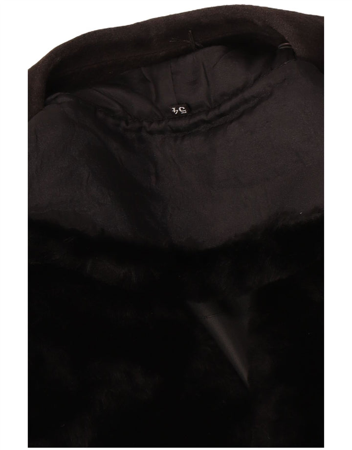 Vintage Damen Wildleder Zweireiher Mantel IT 54 3XL Schwarz
