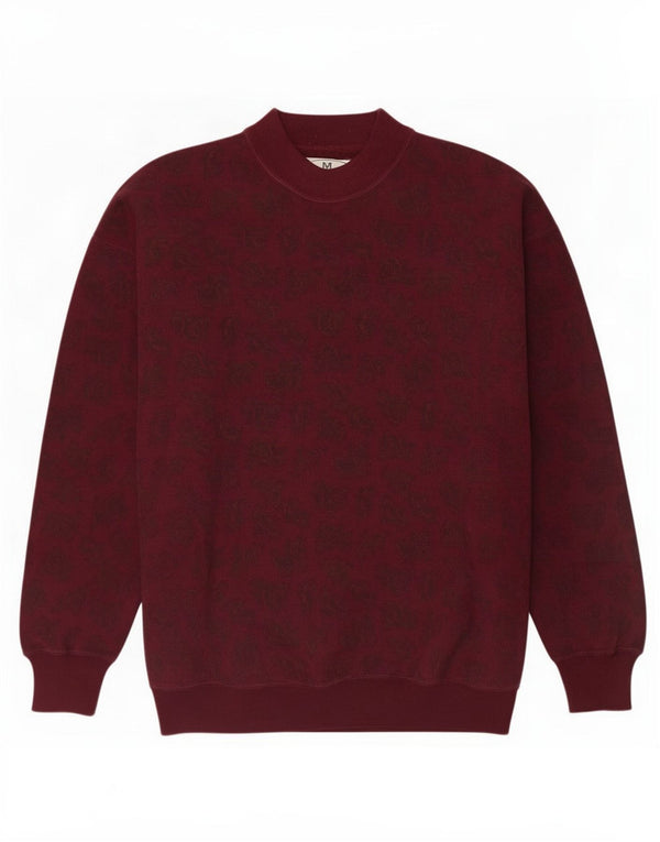 Great Bay Mens Turtle Neck Jumper Sweater Large Burgundy Paisley Wool