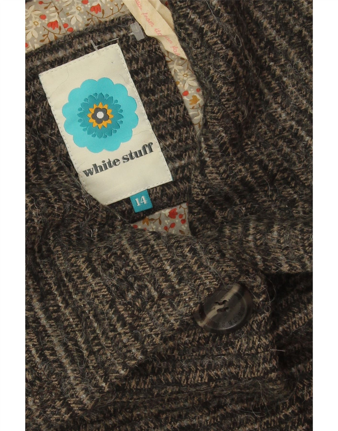 White Stuff Damenmantel UK 14, groß, grau gestreift, Polyester