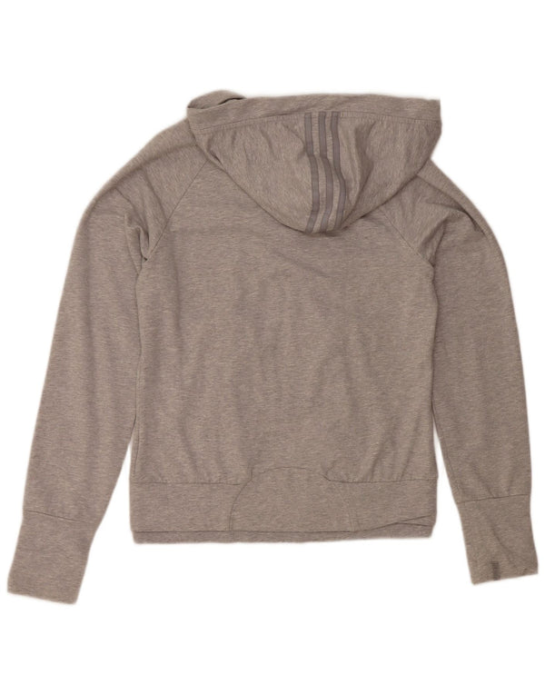 Adidas Damen Zip Hoodie Pullover UK 12 Mittelgrau gefleckte Baumwolle
