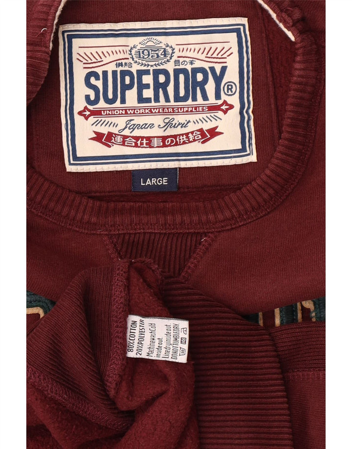 Superdry Herren-Sweatshirt mit Grafik, Größe L, Burgunderrot, Baumwolle