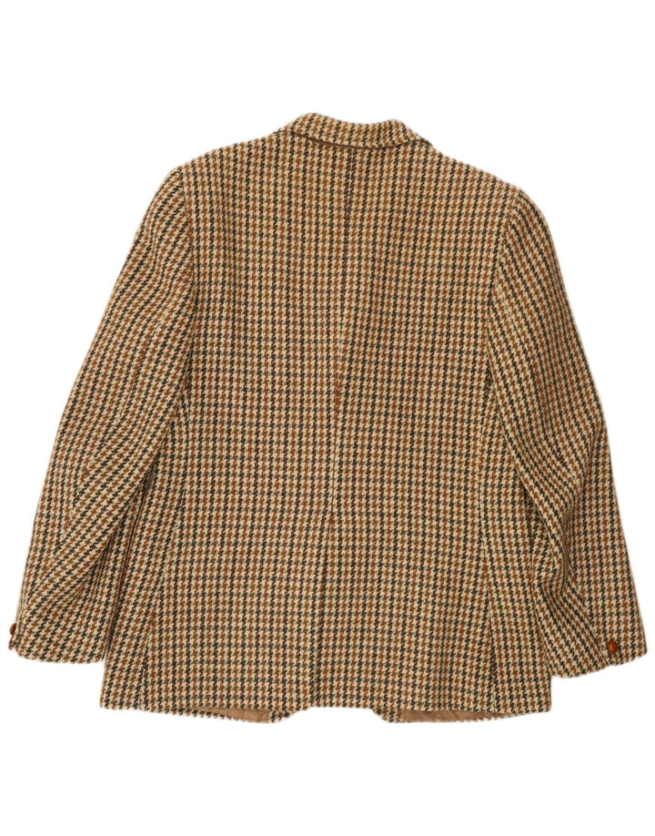 Harris Tweed Herren-Blazer mit 3 Knöpfen, UK 36, kleine grüne Wolle mit Hahnentrittmuster