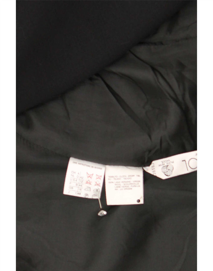 Max Mara Damen 1-Knopf-Blazer-Jacke, UK 16, große schwarze Schurwolle