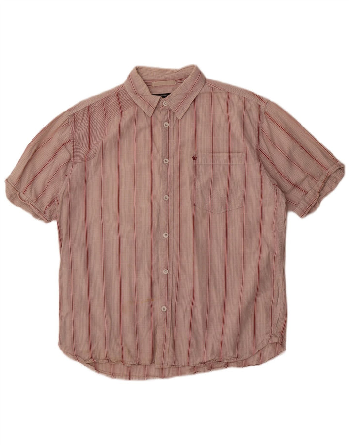 Wrangler Herren Kurzarmhemd XL Rosa gestreift