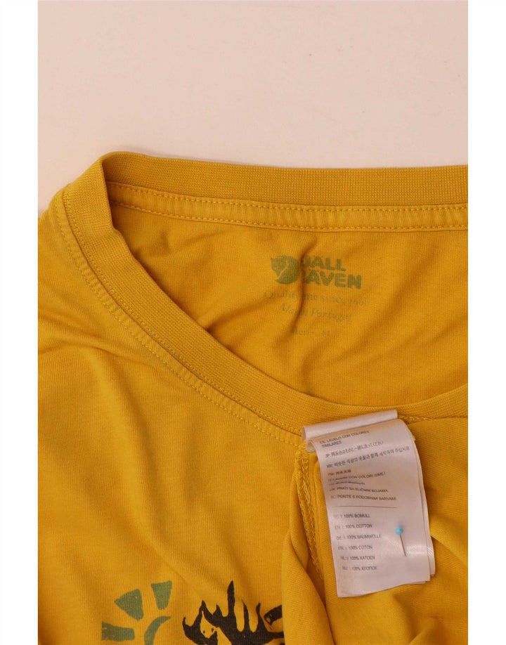 Fjall Raven Herren Grafik-T-Shirt-Oberteil aus mittelgelber Baumwolle