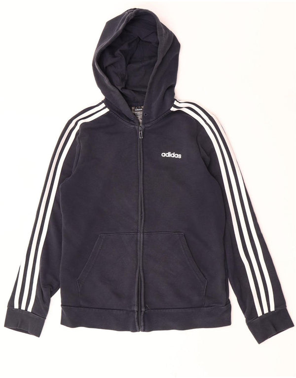 Adidas Damen Zip Hoodie Pullover UK 12/14 Medium Marineblau Baumwolle