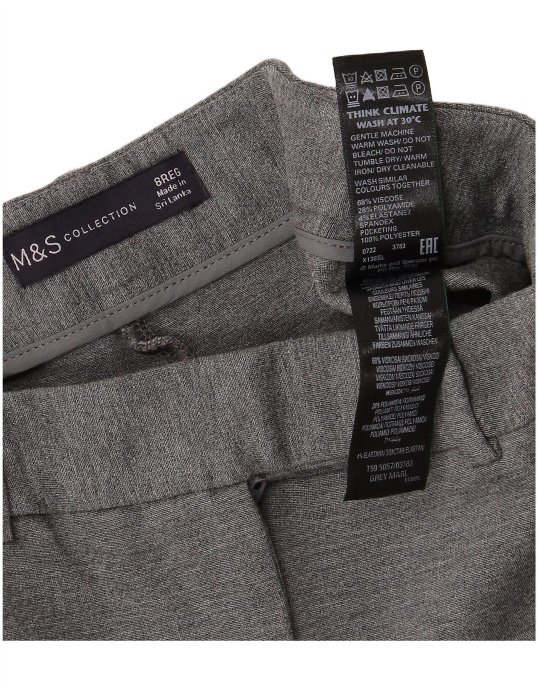 MARKS & SPENCER Damen Gerade Freizeithose UK 8 Small W26 L25 Grau
