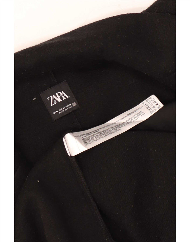 Zara Damen Mantel UK 12 Medium Schwarz Polyester