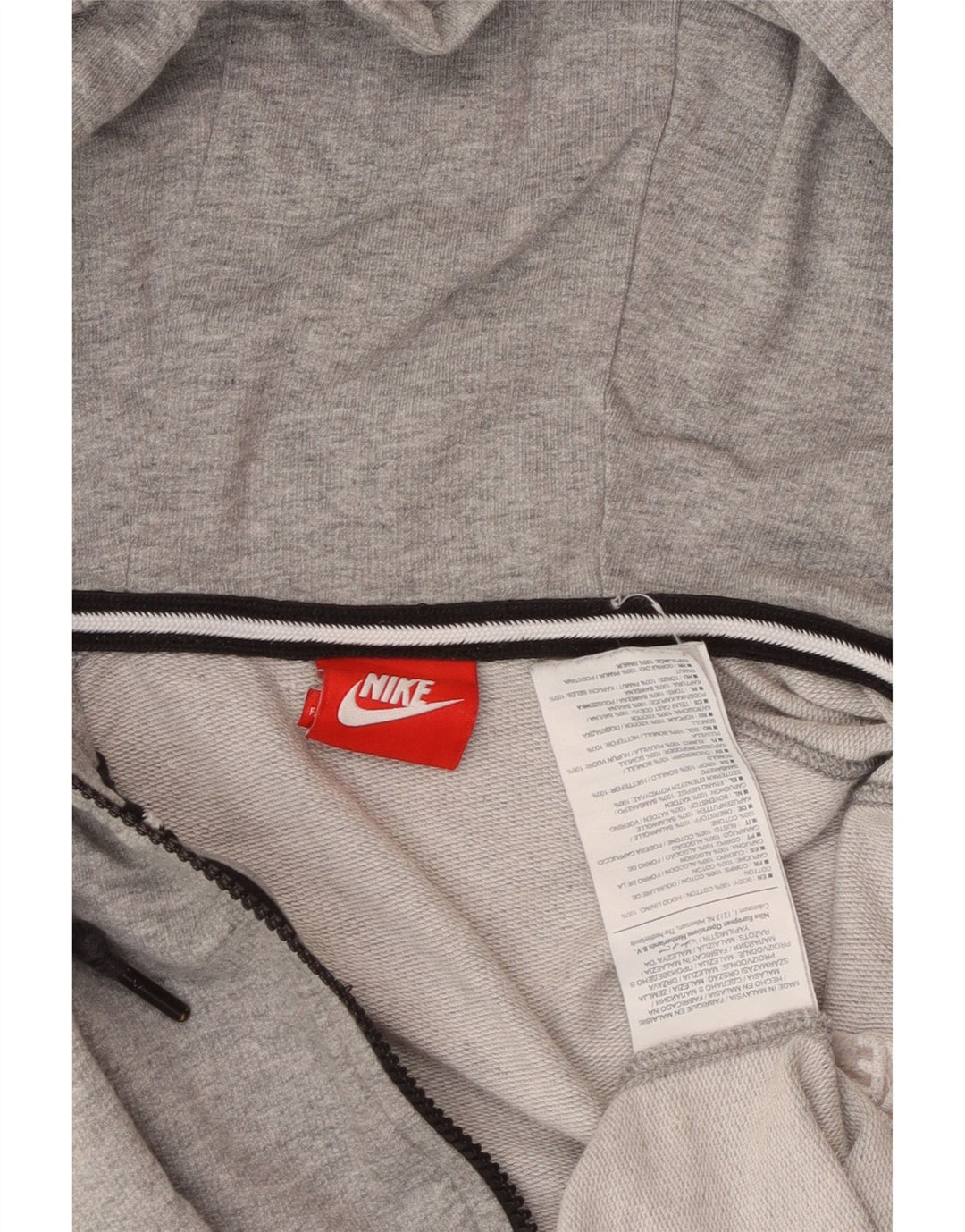 NIKE Damen-Kapuzenpullover mit Reißverschluss, UK 12, mittelgraue Baumwolle