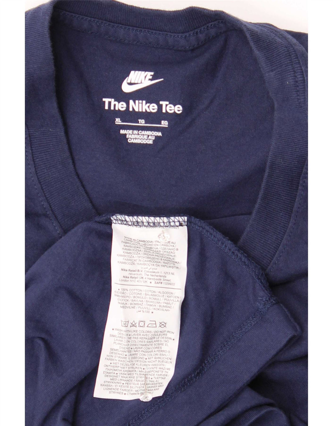 Nike Herren T-Shirt Top XL Marineblau Baumwolle