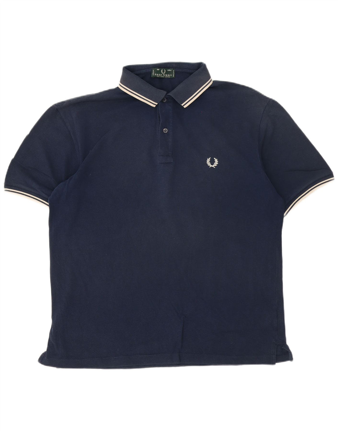 Fred Perry Herren-Poloshirt, groß, marineblau, gestreift, Baumwolle