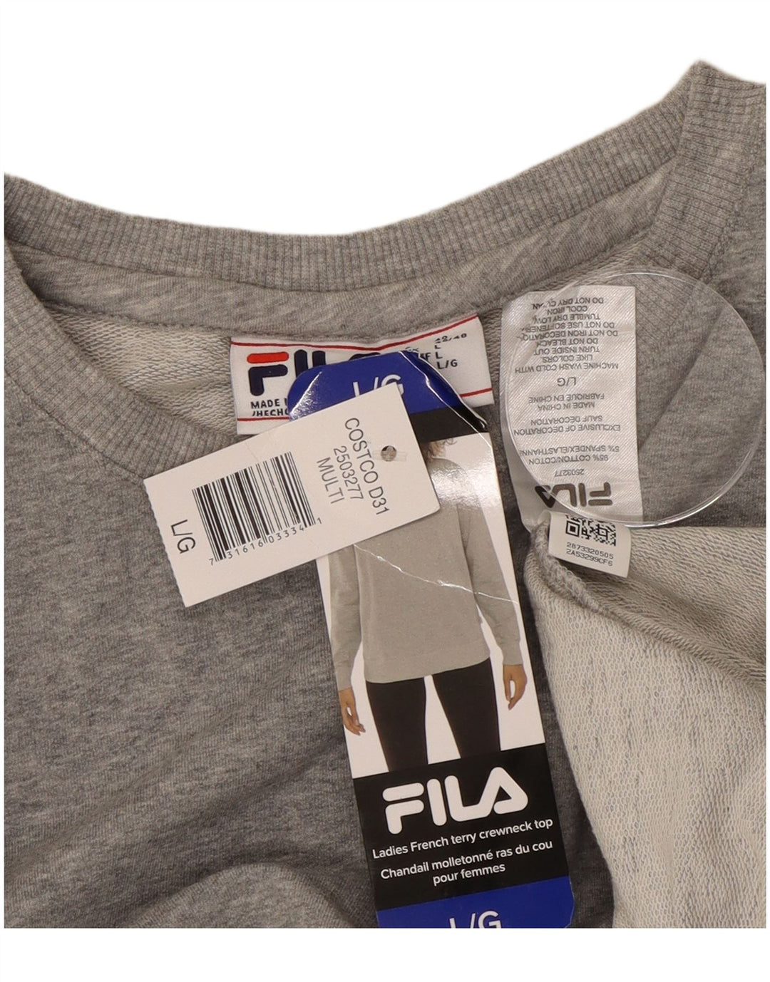 Fila Damen Sweatshirt Pullover UK 16 Large Grau Baumwolle