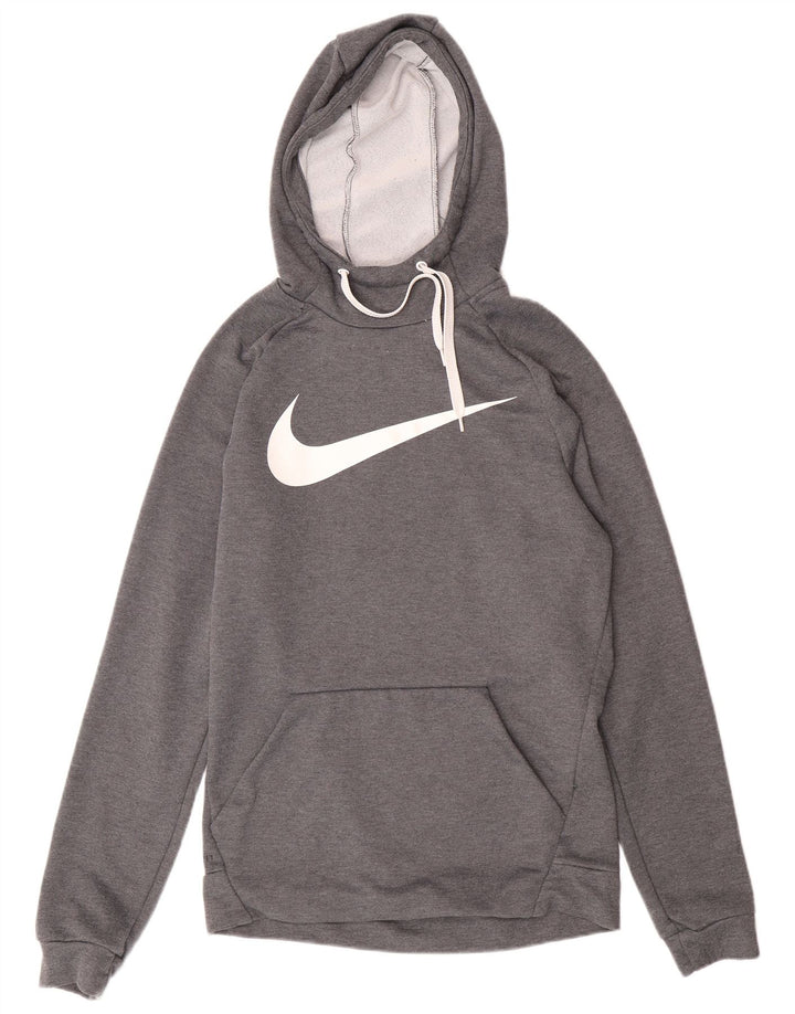 NIKE Mens Dri Fit Graphic Hoodie Jumper Small Grey Polyester