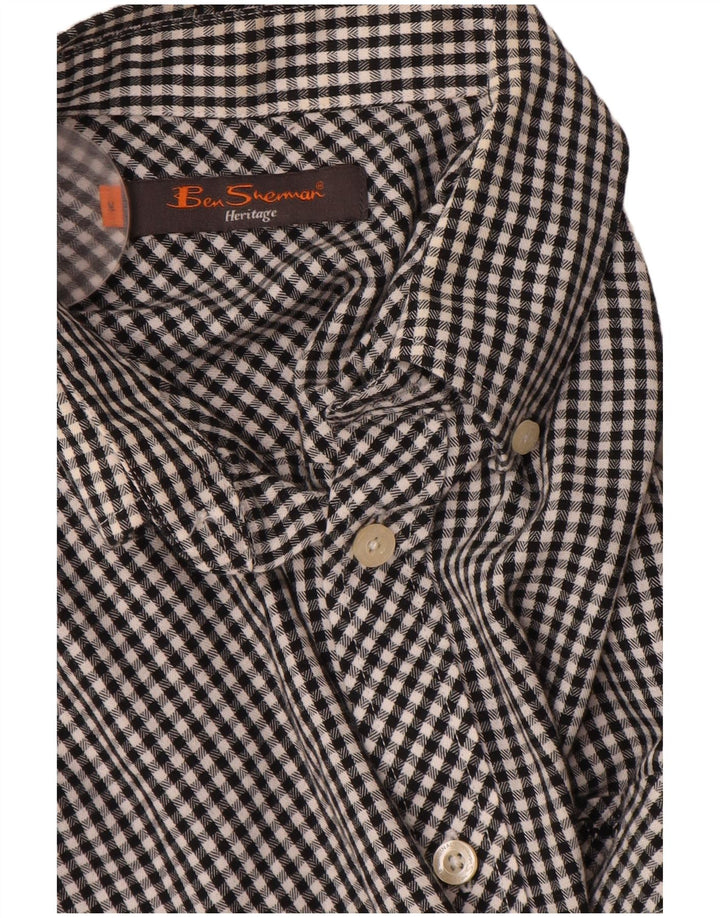 BEN SHERMAN Herren Heritage-Hemd aus mittelschwarzer Gingham-Baumwolle