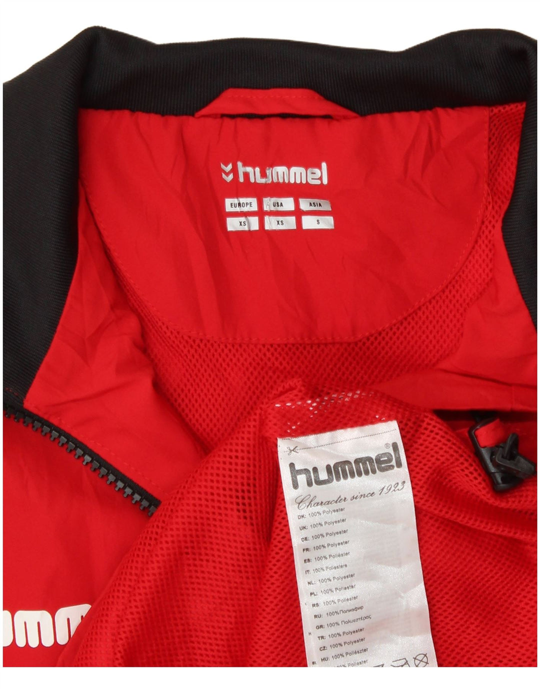 Hummel Herren-Trainingsanzugoberteil mit Grafik, XS, rotes Farbblock-Polyester