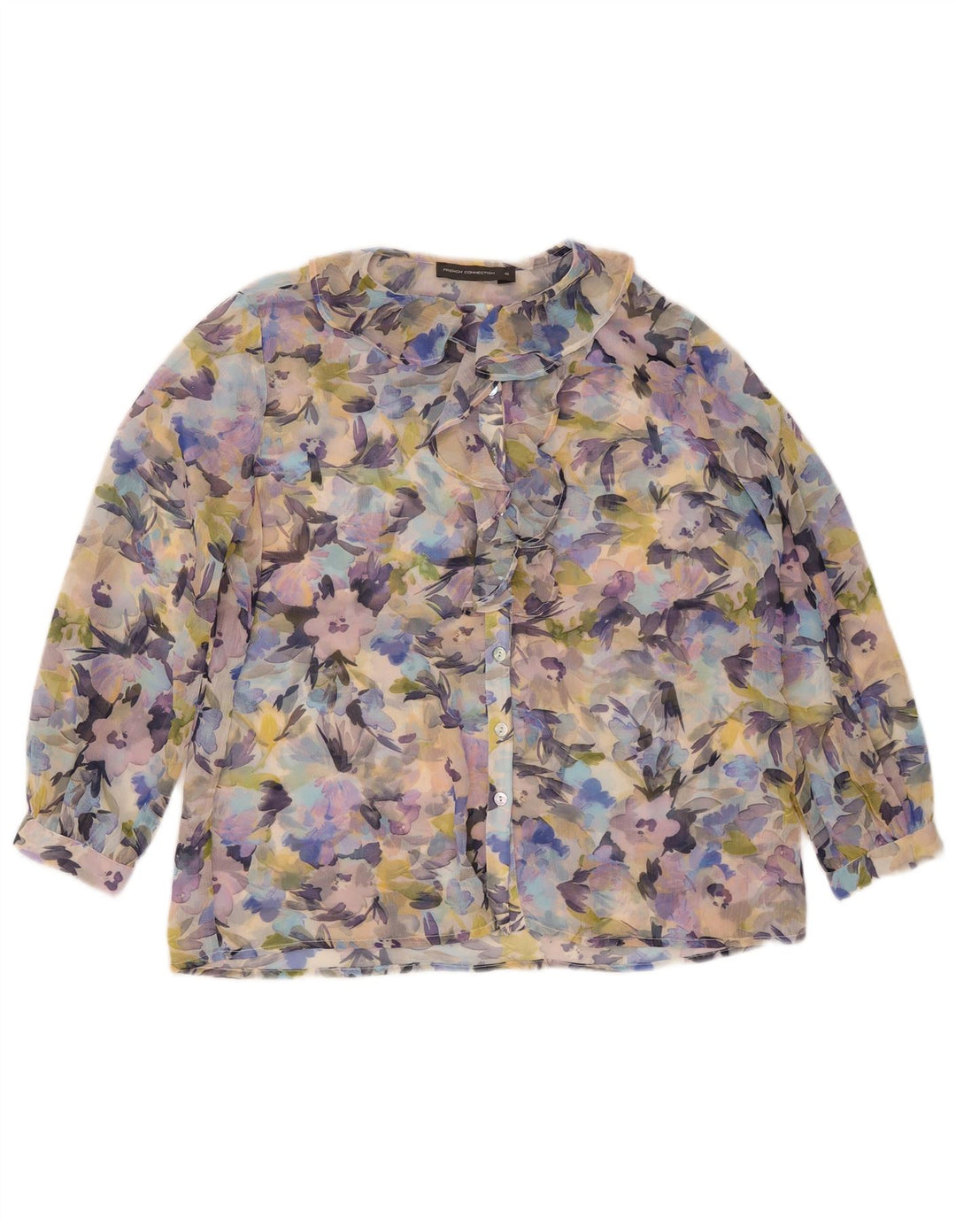 Durchsichtige Damen-Hemdbluse von French Connection, Größe S, mehrfarbig, UK 10