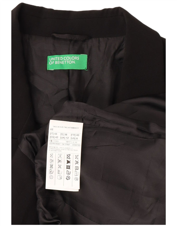 Benetton Damen 1-Knopf-Blazerjacke mit 1 Knopf, UK 12, mittelschwarz, klassisch