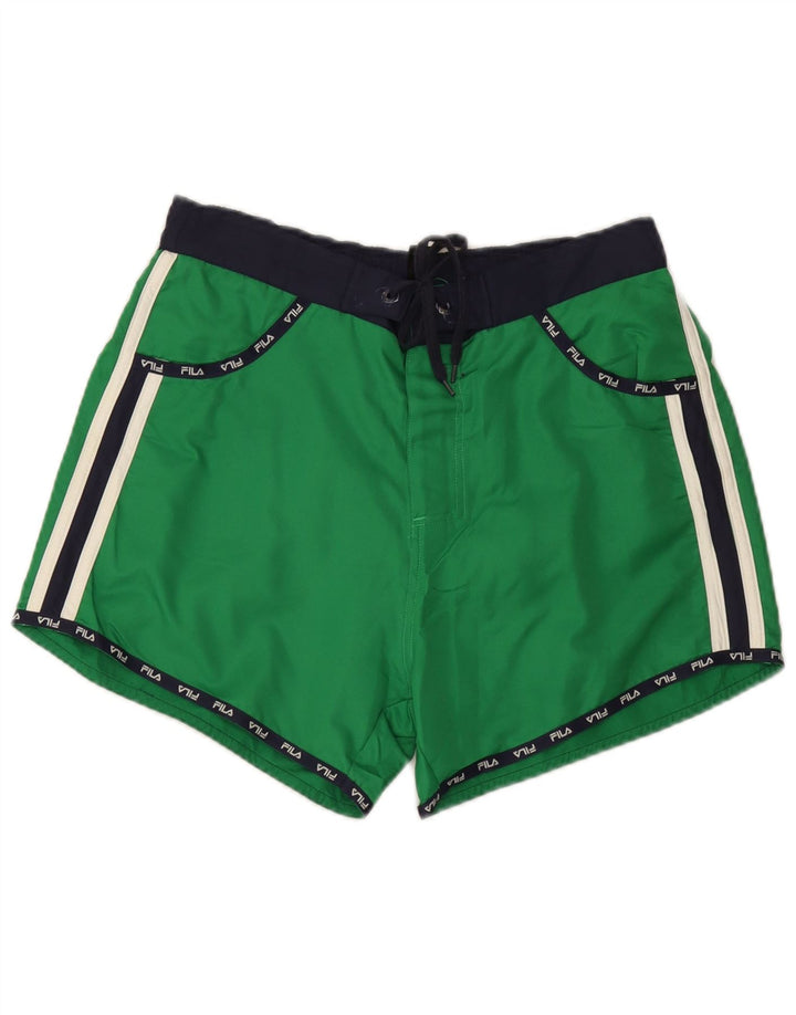 Fila Herren-Badeshorts mit Grafik, mittelgrün, Farbblock-Polyester
