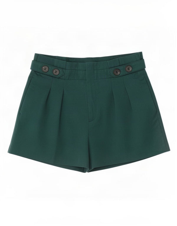 Zara Damen High Rise Casual Shorts Large W32 Grün Polyester