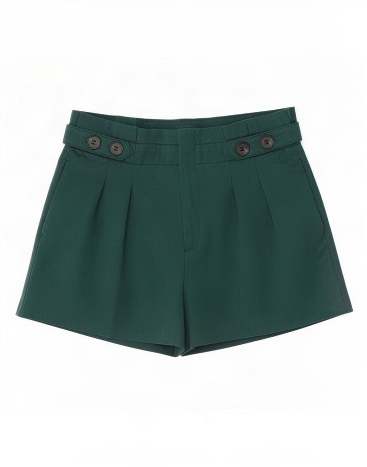 Zara Damen High Rise Casual Shorts Large W32 Grün Polyester
