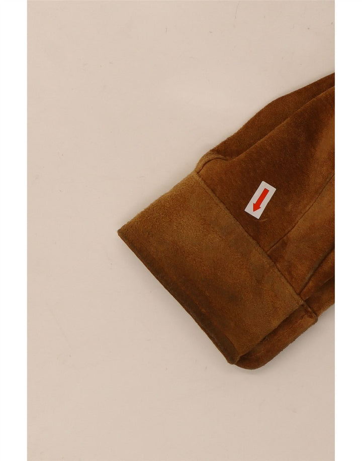 VINTAGE Damen Overshirt Wildlederhemd UK 12 Medium Beige Leder