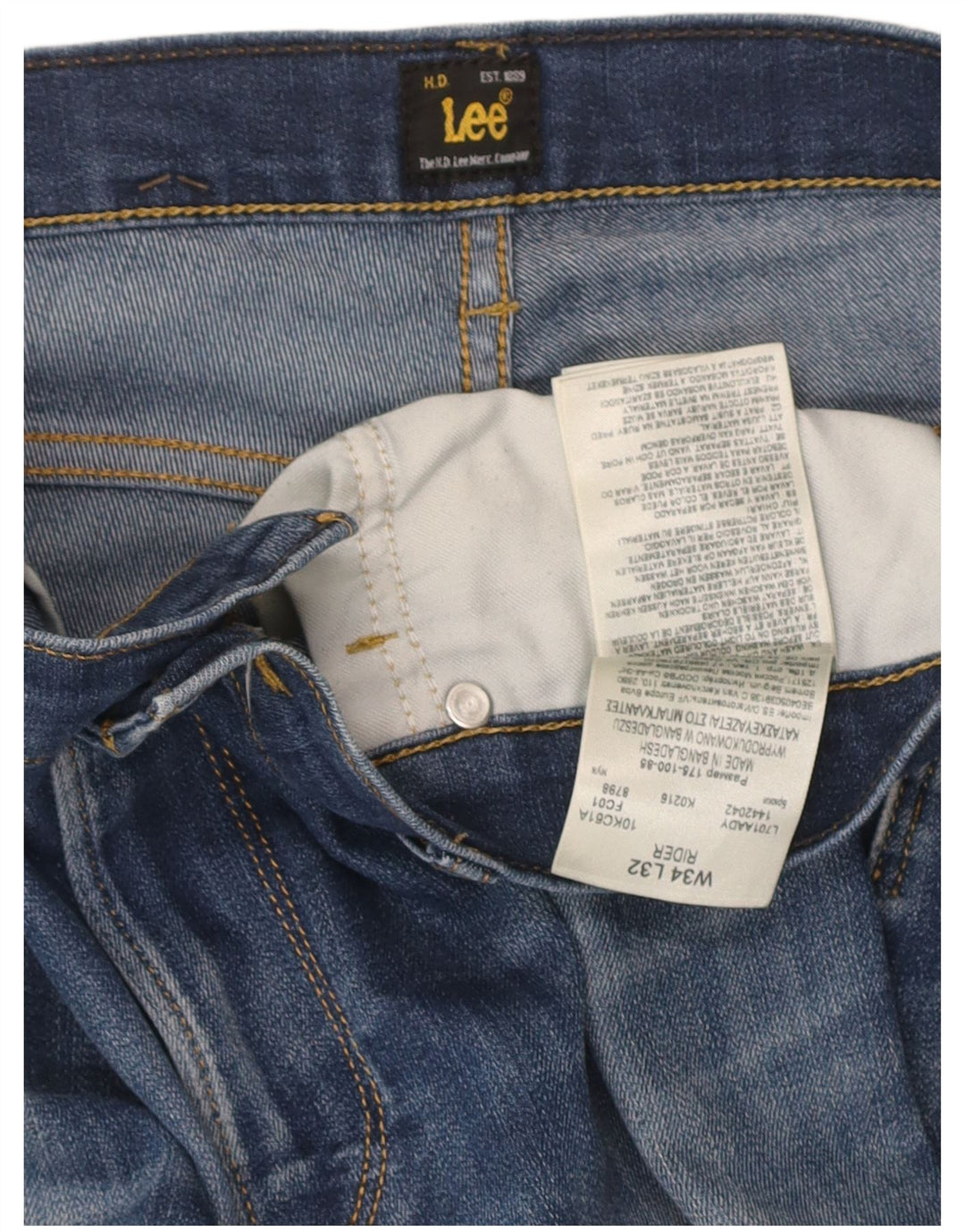 Lee Herren Rider Slim Jeans W34 L32 Blaue Baumwolle