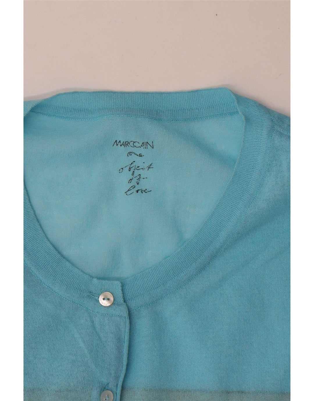 Marccain Damen Crop Cardigan Pullover UK 14 Mittelblau gestreift