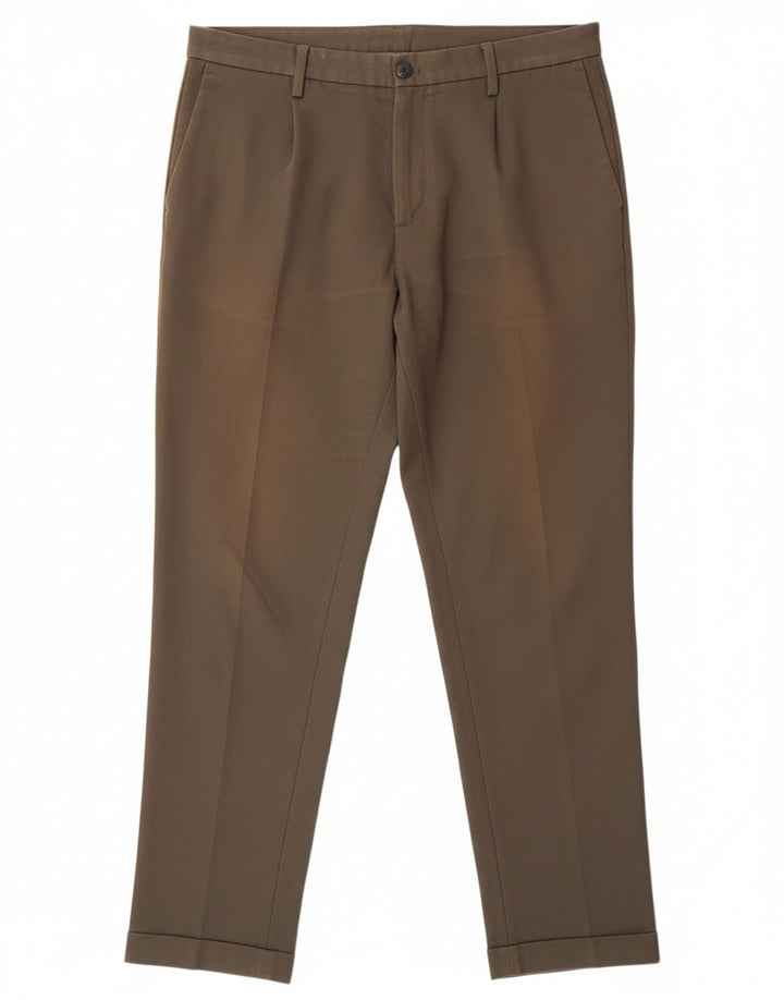 MASSIMO DUTTI Mens Chino Trousers EU 40 Medium W34 L28 Green Classic