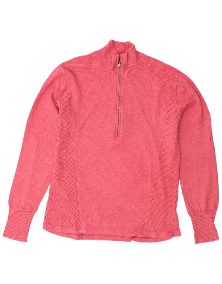 EDDIE BAUER Damen-Pullover mit Reißverschluss am Hals, UK 16, Größe L, Rosa, Baumwolle