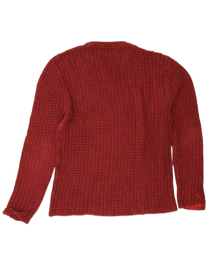 Zara Herren-Pullover mit Rundhalsausschnitt, XL, Burgunderrot