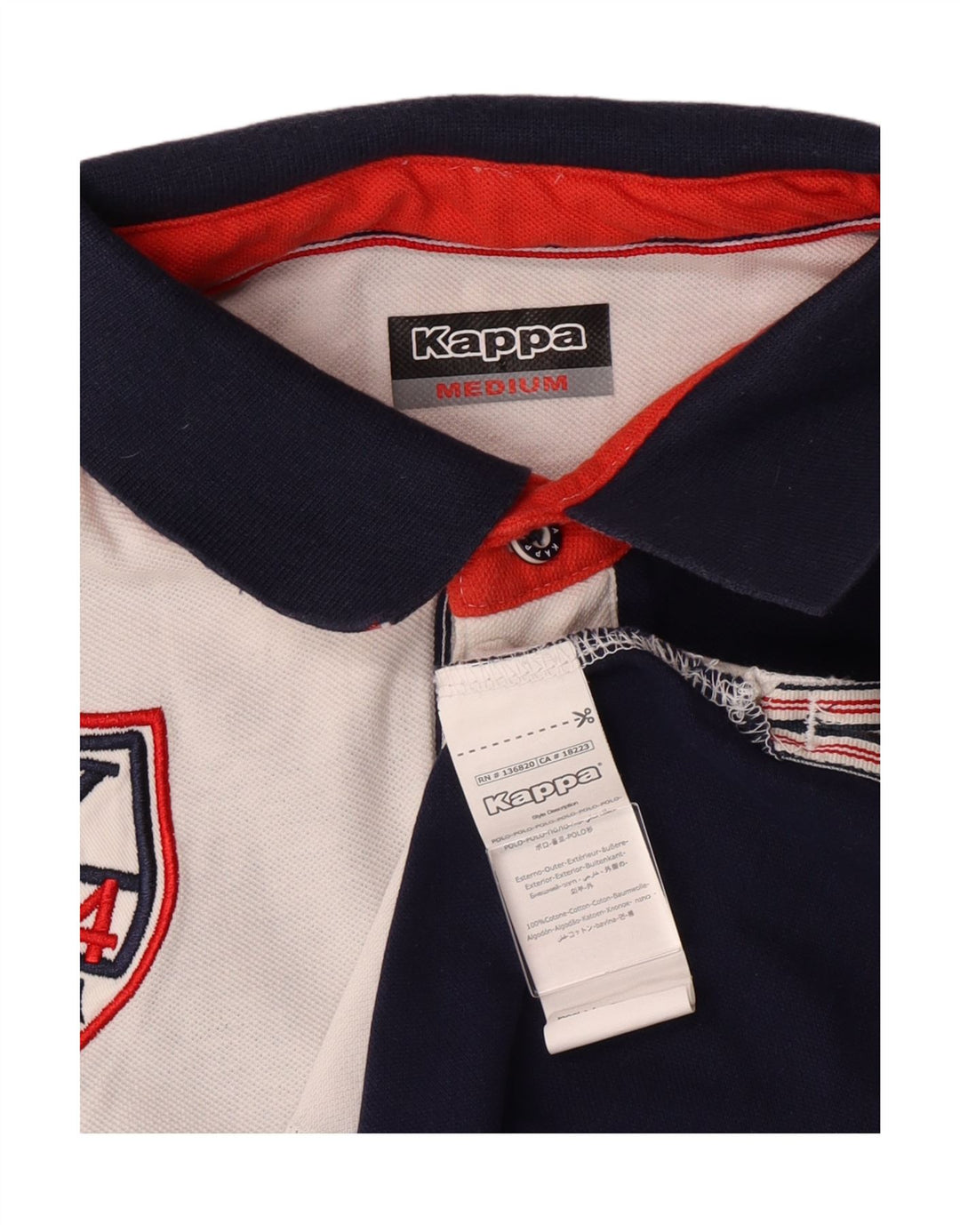 KAPPA Herren-Poloshirt mit Grafik, mittelgroß, marineblau, Colourblock-Baumwolle