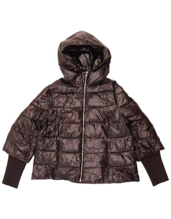Guess Wattierte Damenjacke mit Kapuze, UK 14, Größe L, Schwarz, Polyester