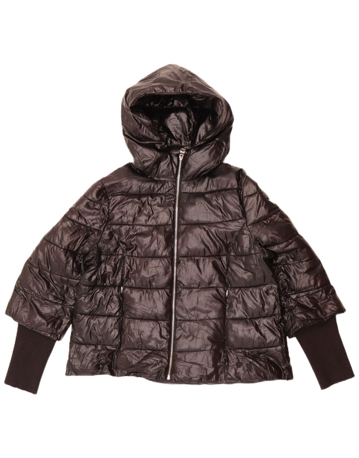 Guess Wattierte Damenjacke mit Kapuze, UK 14, Größe L, Schwarz, Polyester