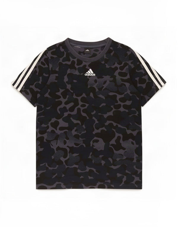 Adidas T-Shirt für Jungen, 11–12 Jahre, schwarze Tarnung, Baumwolle