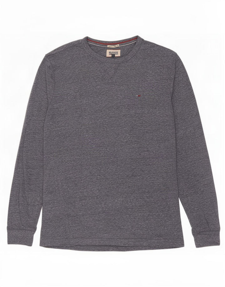 Tommy Hilfiger Herren-Oberteil, langärmelig, groß, marineblau geflecktes Polyester
