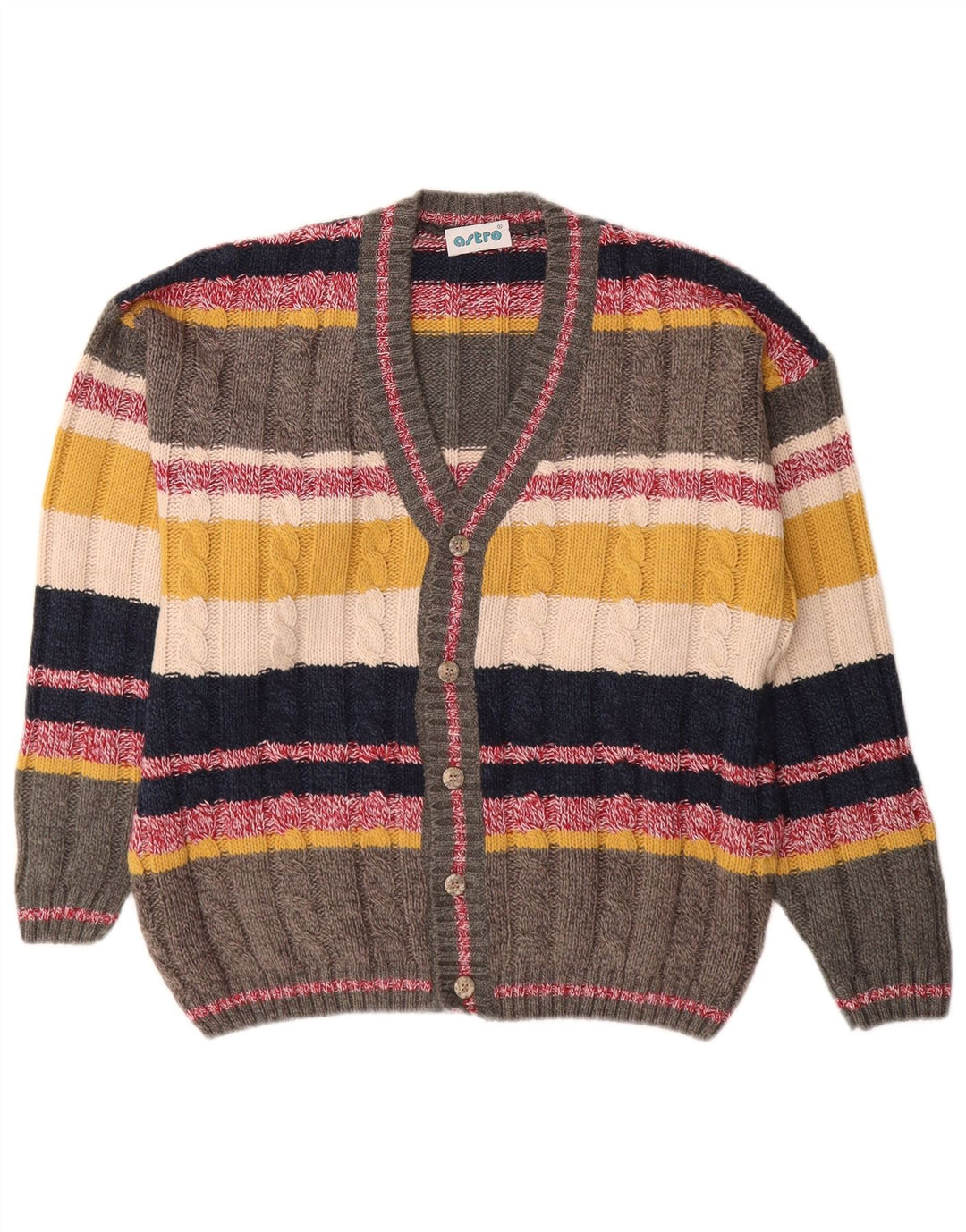 Vintage Damen Cardigan Pullover UK 12 Medium Bunt gestreift
