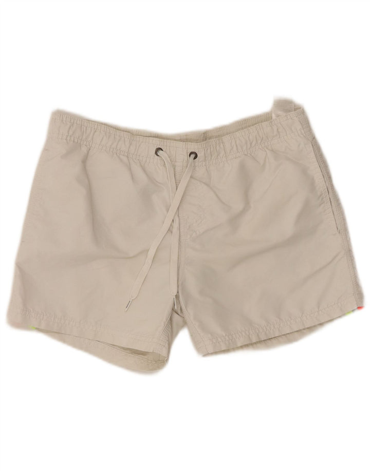 SUNDEK Jungen-Badeshorts mit Grafik, 13–14 Jahre, weißes Farbblockdesign