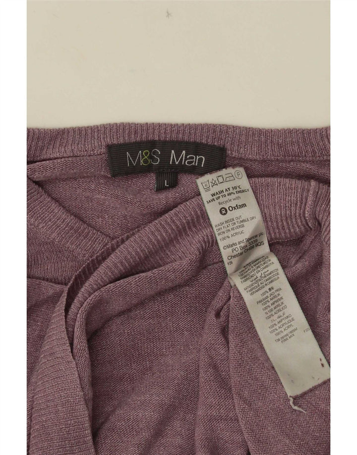 Marks & Spencer Herren-Pullover mit Rundhalsausschnitt, Größe L, Acryl, Lila