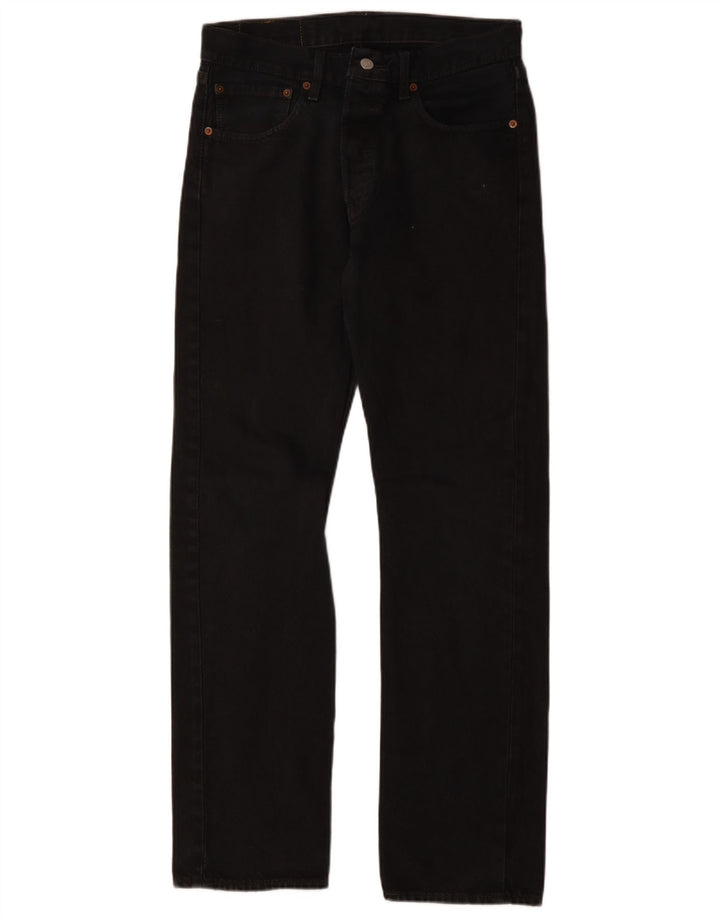 LEVI'S Herren 501 Straight Jeans W31 L32 Schwarze Baumwolle