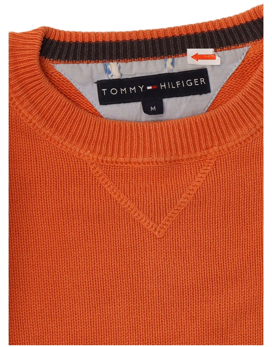 TOMMY HILFIGER Mens Crew Neck Jumper Sweater Medium Orange Cotton
