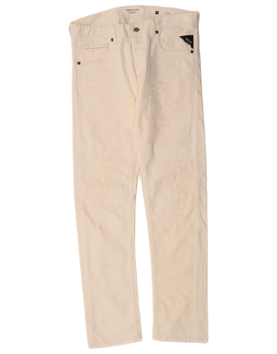 Replay Damen Grover Slim Jeans W29 L30 Weiße Baumwolle
