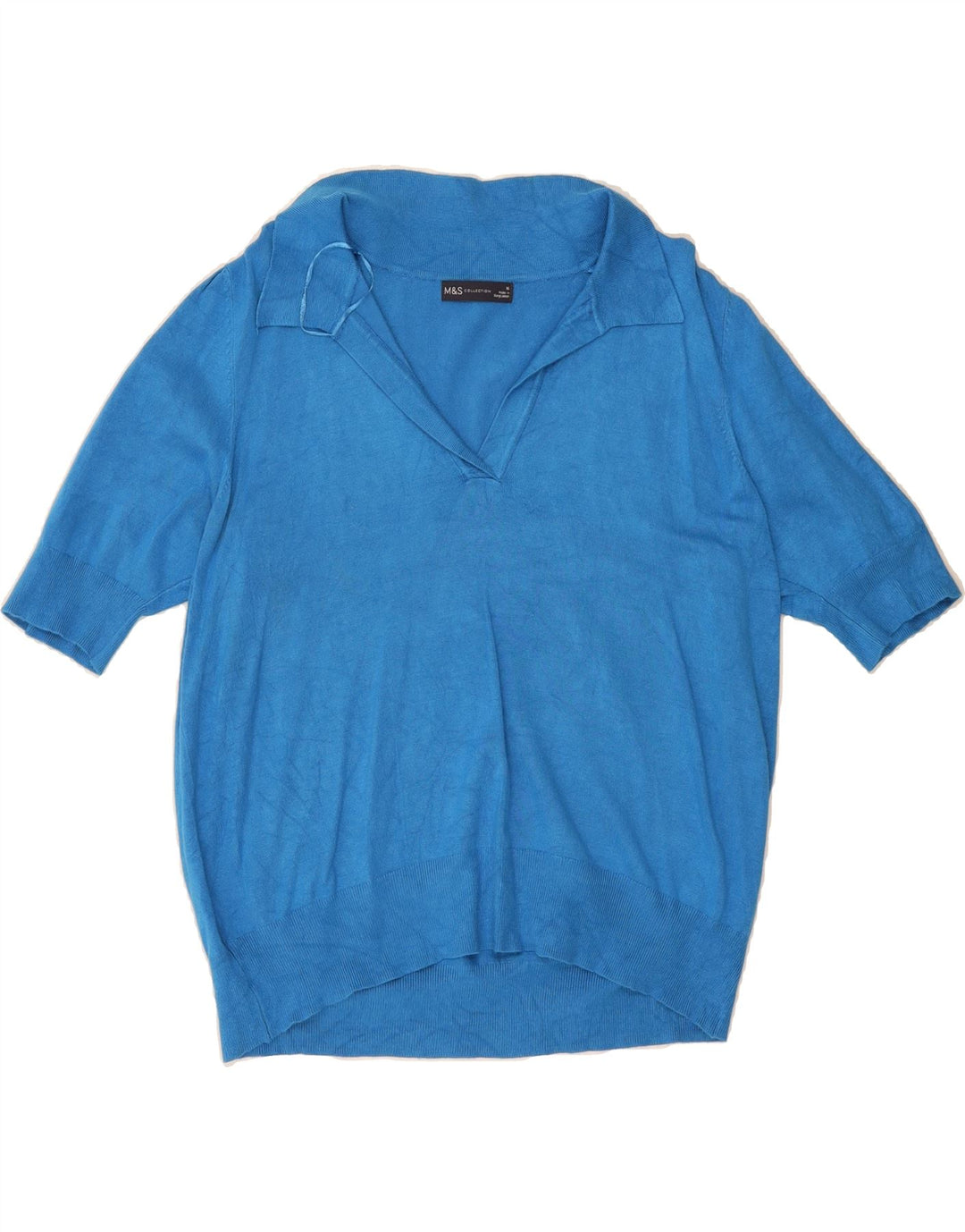 MARKS & SPENCER Womens Polo Neck Jumper Sweater UK 16 Large Blue Vintage Marks & Spencer and Second-Hand Marks & Spencer from Messina Hembry 