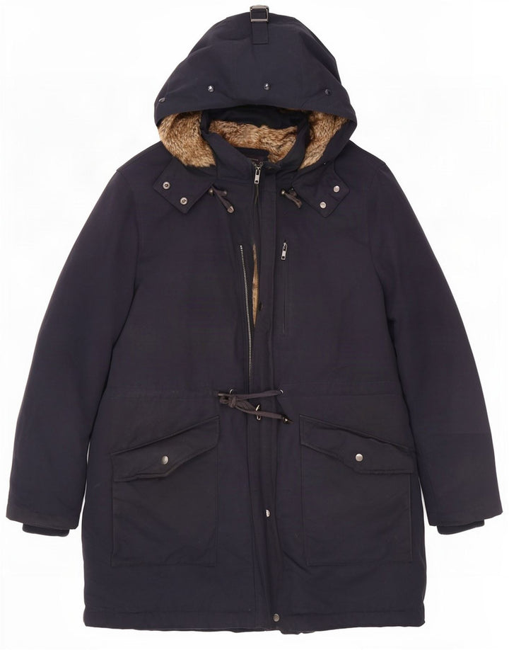 Marks & Spencer Damen-Parka mit Kapuze, UK 20 3XL, Marineblau, Polyester