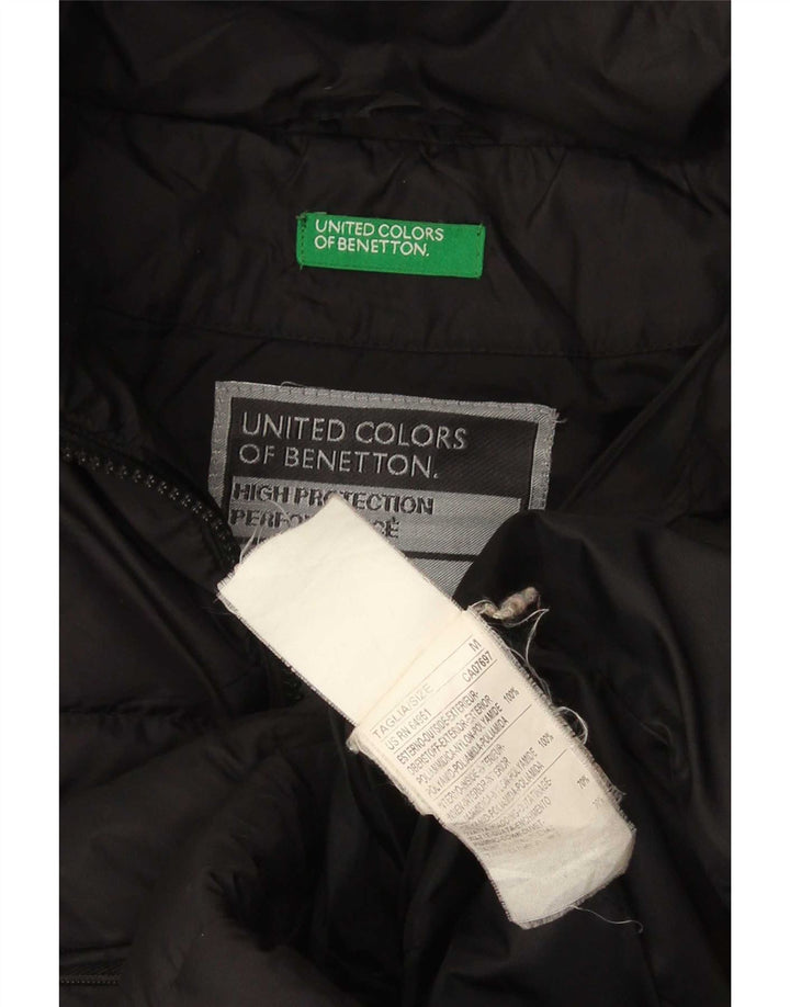 Benetton Damen Wattierte Jacke UK 14 Mittelschwarzes Nylon