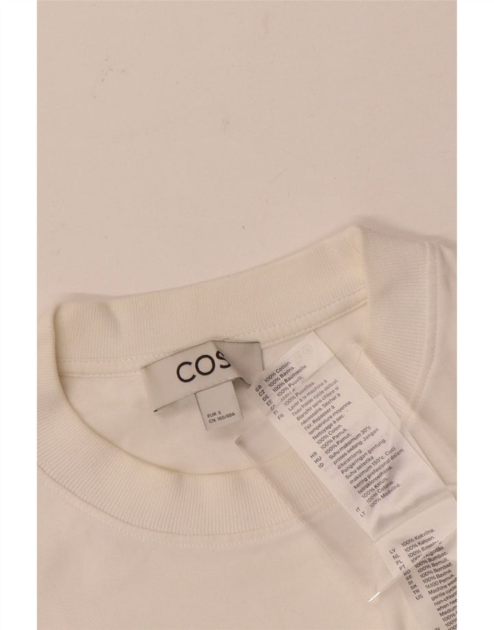 Cos Damen T-Shirt Top UK 10 Small Weiße Baumwolle