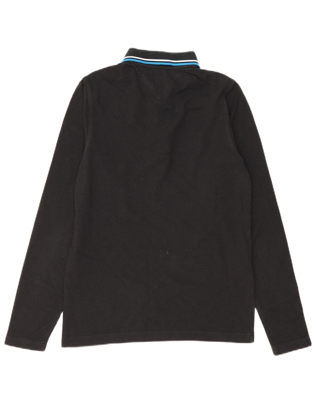 TOMMY HILFIGER Herren-Langarm-Poloshirt aus mittelschwarzer Baumwolle